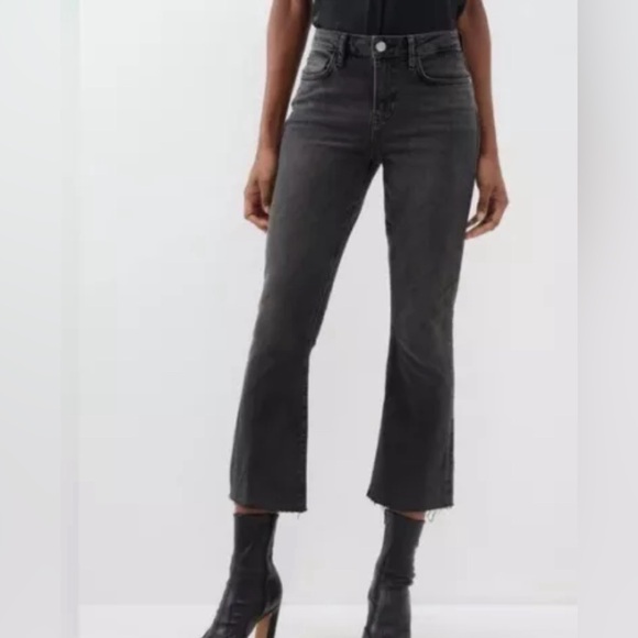 Frame Denim Denim - Frame Le‎ Cropped Mini Boot Cut Jeans Women's 26 Y2K Whiskering Raw Hem Gray✅